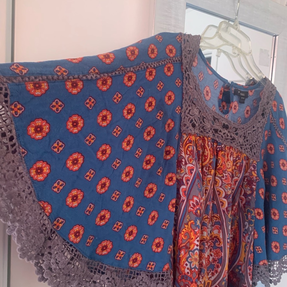 Forever 21 BoHo shirt hippie blouse Flowey hippy shirt - Picture 4 of 5